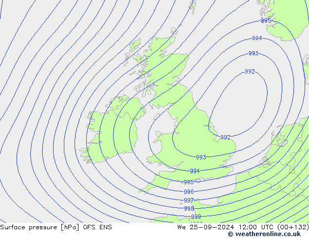 Surface pressure GFS ENS We 25.09.2024 12 UTC