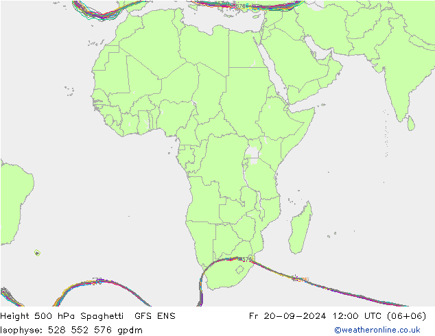 Height 500 hPa Spaghetti GFS ENS Fr 20.09.2024 12 UTC