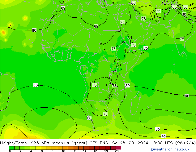 Height/Temp. 925 гПа GFS ENS сб 28.09.2024 18 UTC