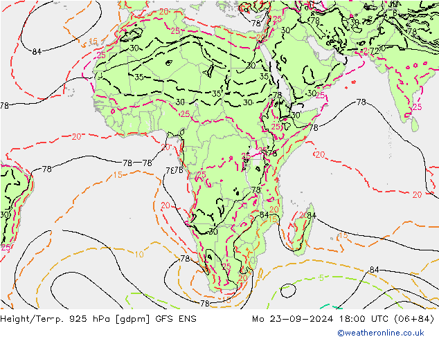 Height/Temp. 925 hPa GFS ENS  23.09.2024 18 UTC