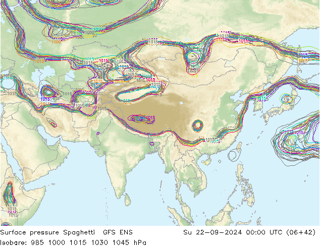 Yer basıncı Spaghetti GFS ENS Paz 22.09.2024 00 UTC