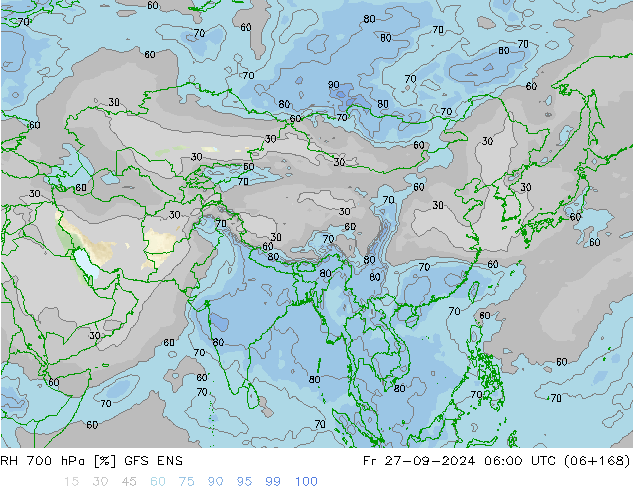 RH 700 hPa GFS ENS  27.09.2024 06 UTC