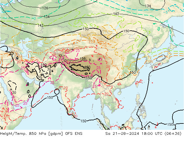 Geop./Temp. 850 hPa GFS ENS sáb 21.09.2024 18 UTC