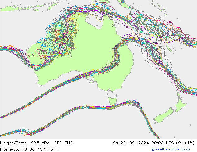 Height/Temp. 925 hPa GFS ENS sab 21.09.2024 00 UTC