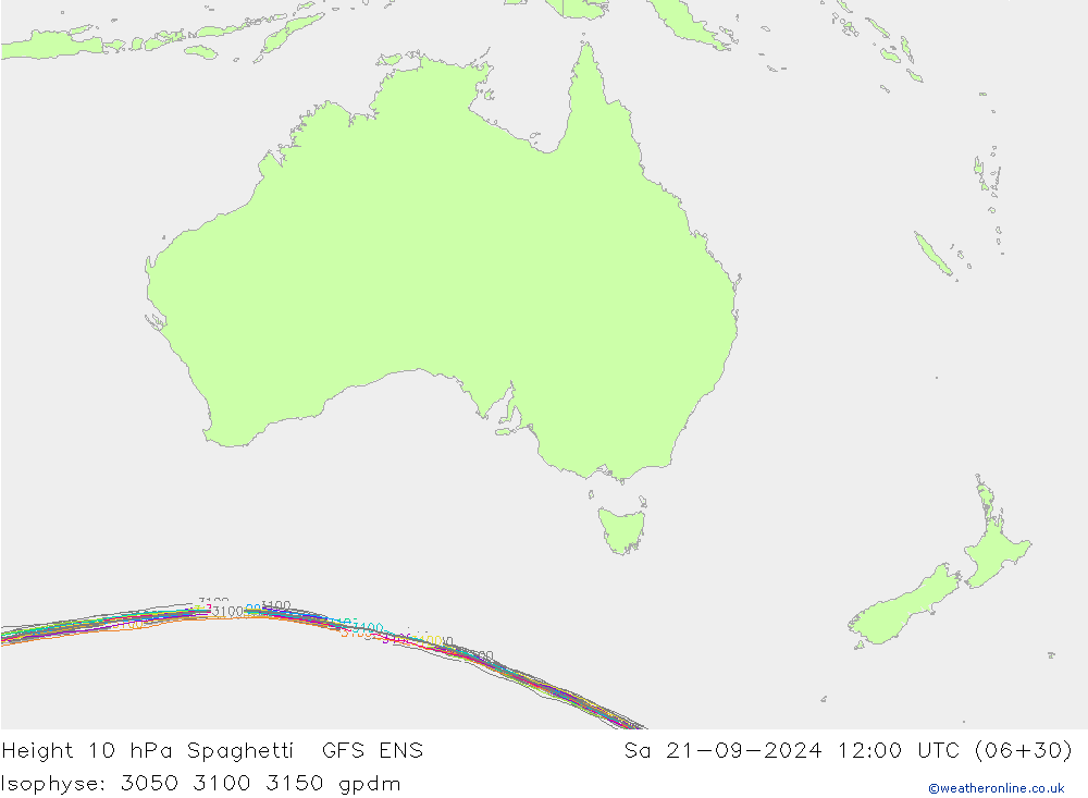 Height 10 гПа Spaghetti GFS ENS сб 21.09.2024 12 UTC