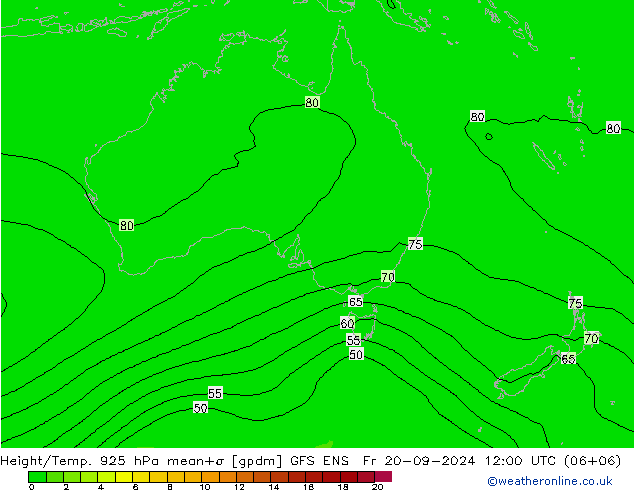 Height/Temp. 925 hPa GFS ENS Fr 20.09.2024 12 UTC