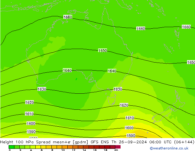 Height 100 гПа Spread GFS ENS чт 26.09.2024 06 UTC