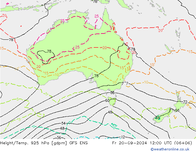 Height/Temp. 925 hPa GFS ENS Fr 20.09.2024 12 UTC