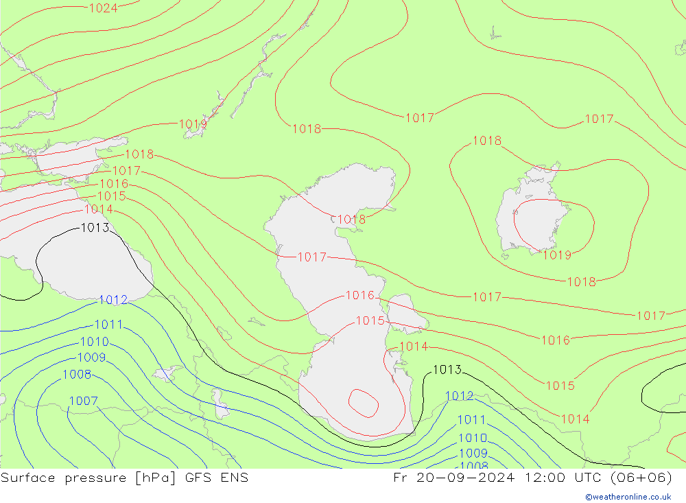 Atmosférický tlak GFS ENS Pá 20.09.2024 12 UTC