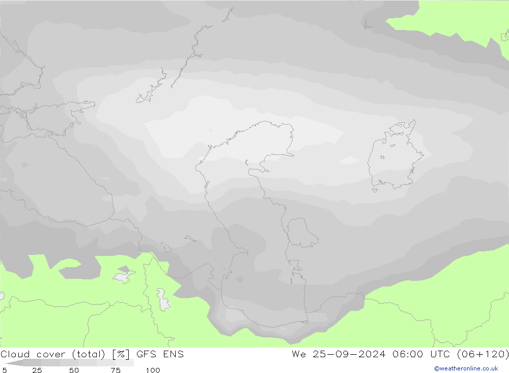 Nuages (total) GFS ENS mer 25.09.2024 06 UTC