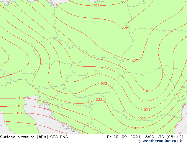 Presión superficial GFS ENS vie 20.09.2024 18 UTC