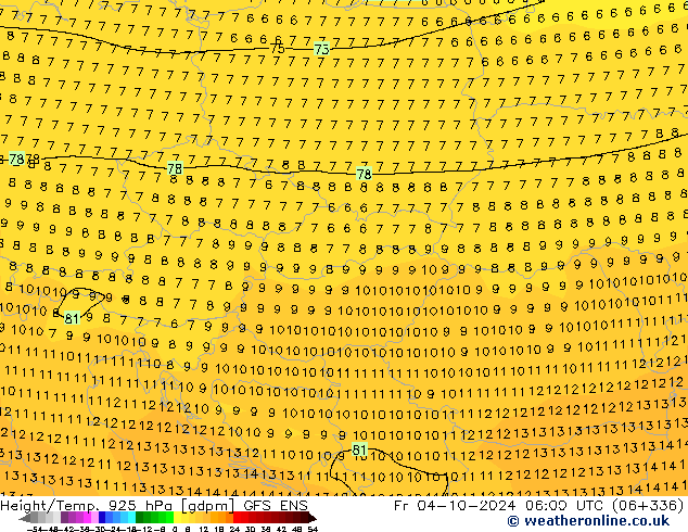 Height/Temp. 925 hPa GFS ENS Pá 04.10.2024 06 UTC