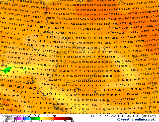 Temperature (2m) GFS ENS Fr 20.09.2024 12 UTC