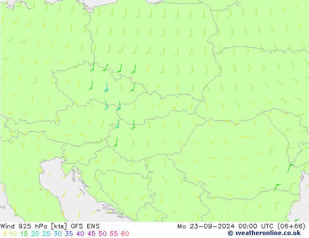 Vent 925 hPa GFS ENS lun 23.09.2024 00 UTC