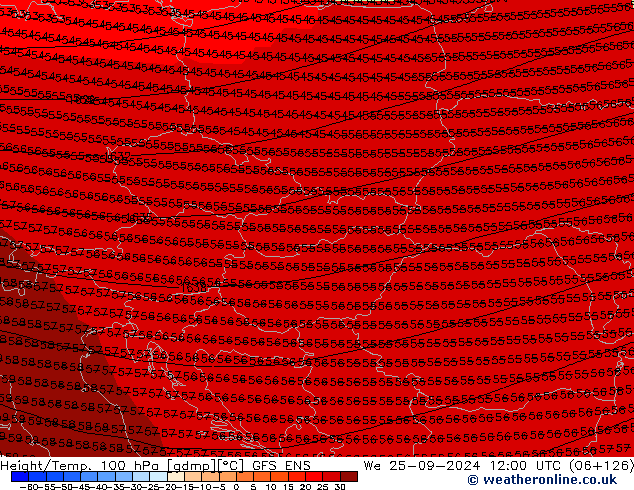 Height/Temp. 100 hPa GFS ENS We 25.09.2024 12 UTC