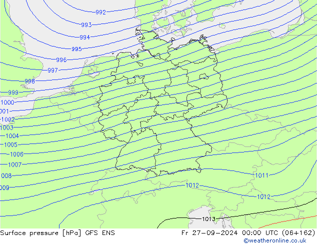 Surface pressure GFS ENS Fr 27.09.2024 00 UTC