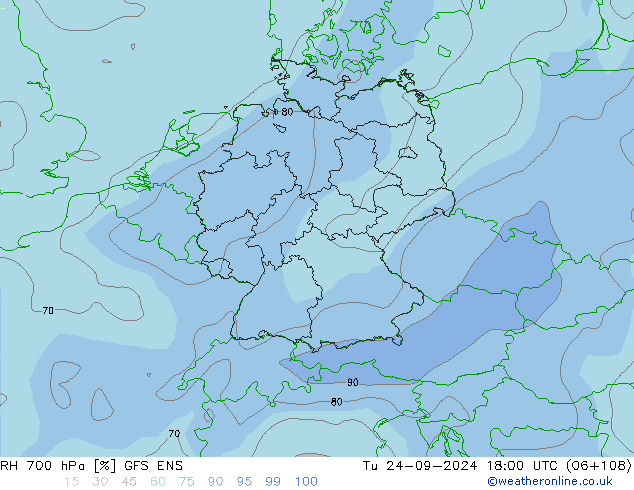 RH 700 hPa GFS ENS Ter 24.09.2024 18 UTC