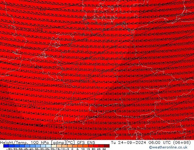 Height/Temp. 100 hPa GFS ENS Út 24.09.2024 06 UTC