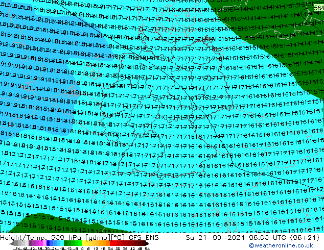 Hoogte/Temp. 500 hPa GFS ENS za 21.09.2024 06 UTC