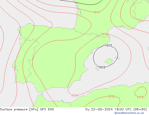 Luchtdruk (Grond) GFS ENS zo 22.09.2024 18 UTC