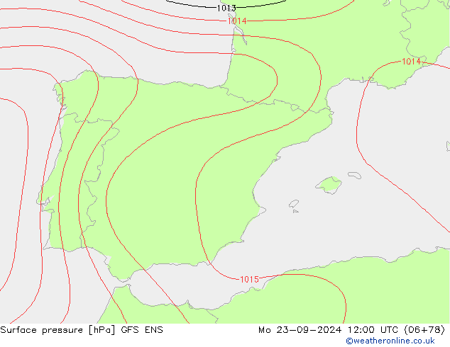 Surface pressure GFS ENS Mo 23.09.2024 12 UTC