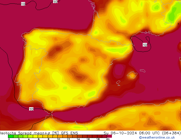 Isotachs Spread GFS ENS Вс 06.10.2024 06 UTC