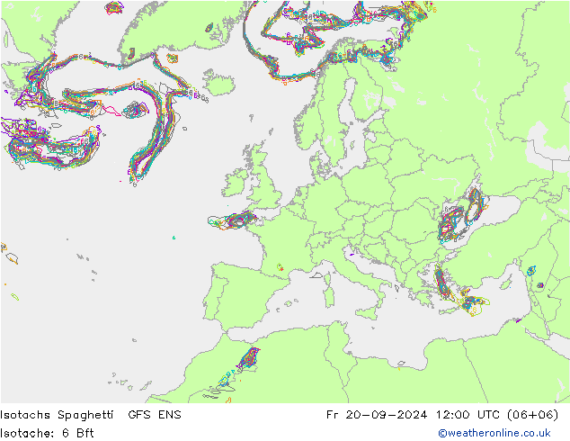 Isotachen Spaghetti GFS ENS Fr 20.09.2024 12 UTC