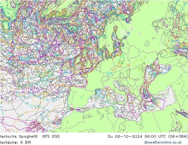 Eşrüzgar Hızları Spaghetti GFS ENS Paz 06.10.2024 06 UTC