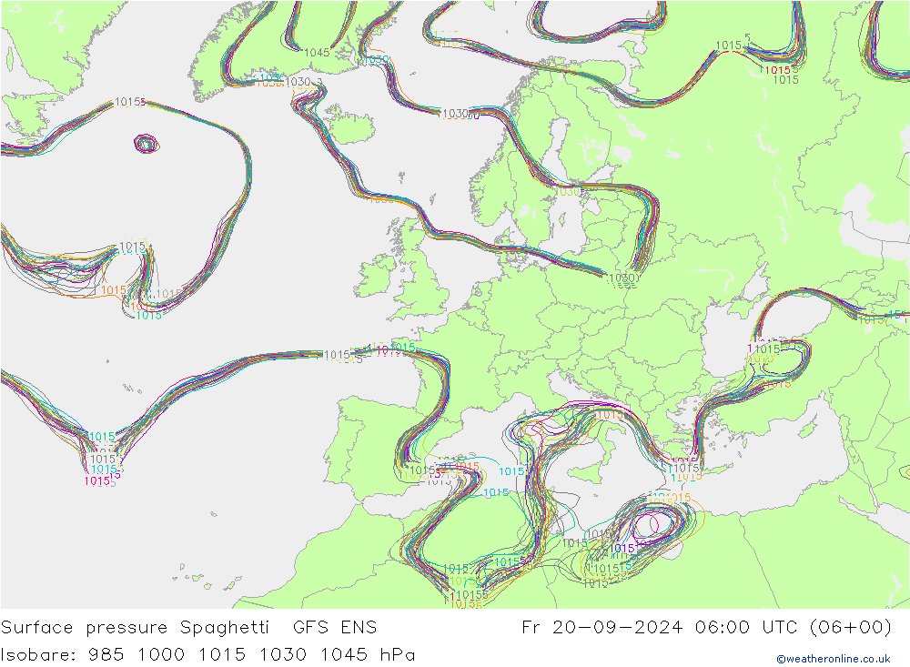 pression de l'air Spaghetti GFS ENS ven 20.09.2024 06 UTC