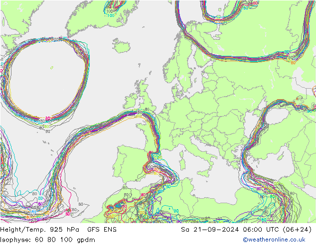 Height/Temp. 925 hPa GFS ENS Sa 21.09.2024 06 UTC