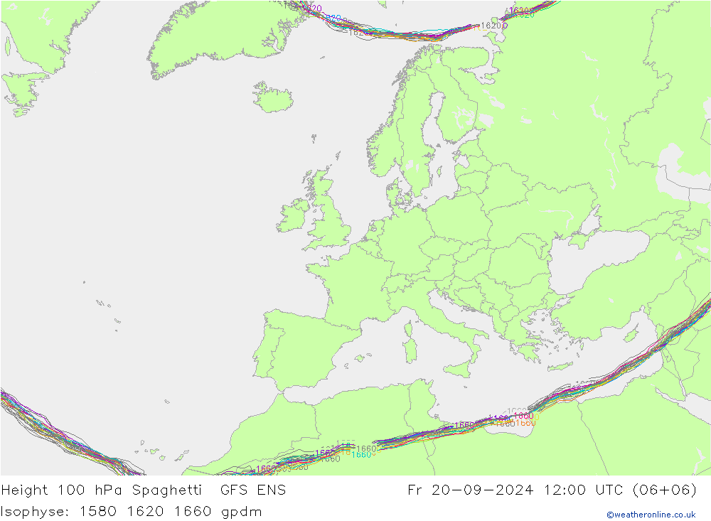 Height 100 hPa Spaghetti GFS ENS Fr 20.09.2024 12 UTC