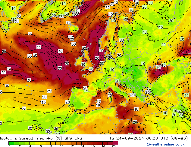 Isotachen Spread GFS ENS Di 24.09.2024 06 UTC