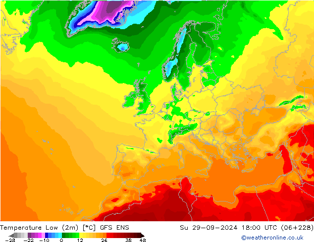 Tiefstwerte (2m) GFS ENS So 29.09.2024 18 UTC