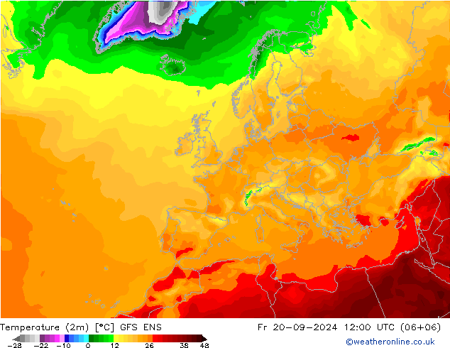 Temperature (2m) GFS ENS Fr 20.09.2024 12 UTC