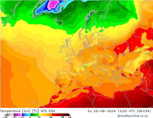 Temperaturkarte (2m) GFS ENS So 22.09.2024 12 UTC