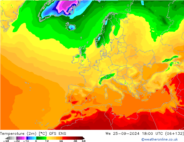 Temperaturkarte (2m) GFS ENS Mi 25.09.2024 18 UTC