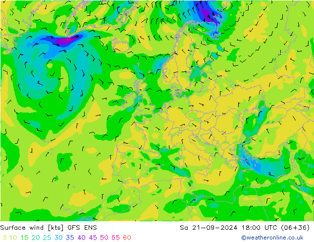 Surface wind GFS ENS So 21.09.2024 18 UTC