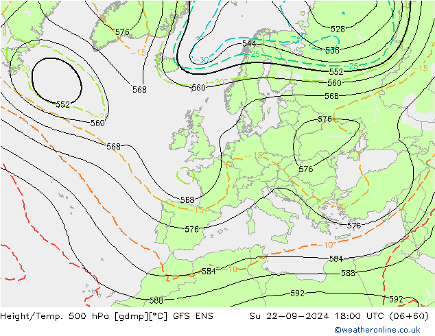 Height/Temp. 500 hPa GFS ENS So 22.09.2024 18 UTC