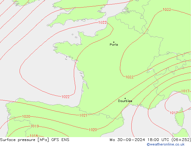 Yer basıncı GFS ENS Pzt 30.09.2024 18 UTC