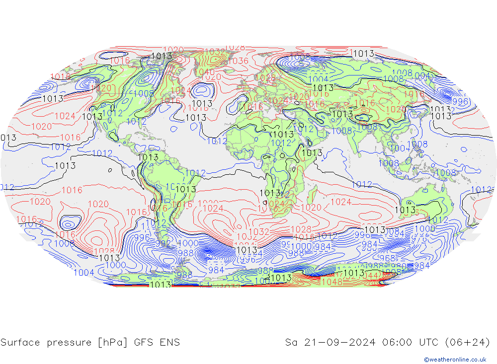 Surface pressure GFS ENS Sa 21.09.2024 06 UTC