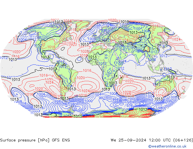 Surface pressure GFS ENS We 25.09.2024 12 UTC