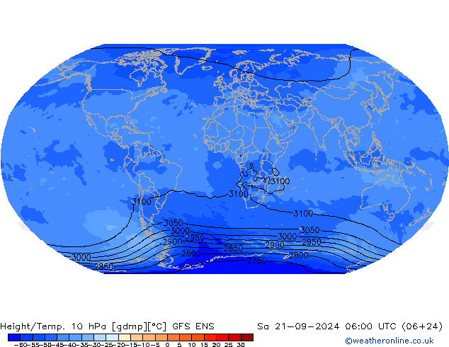 Height/Temp. 10 hPa GFS ENS Sa 21.09.2024 06 UTC