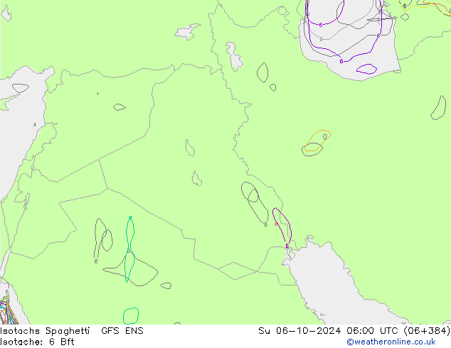 Eşrüzgar Hızları Spaghetti GFS ENS Paz 06.10.2024 06 UTC