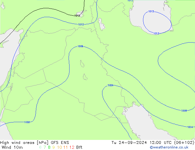 yüksek rüzgarlı alanlar GFS ENS Sa 24.09.2024 12 UTC