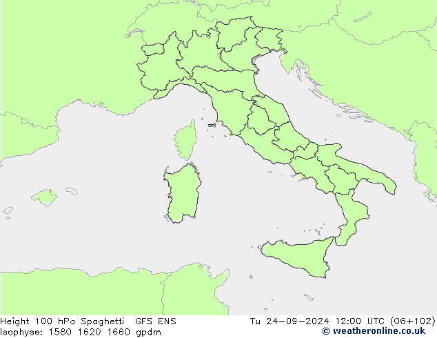 Height 100 hPa Spaghetti GFS ENS Di 24.09.2024 12 UTC