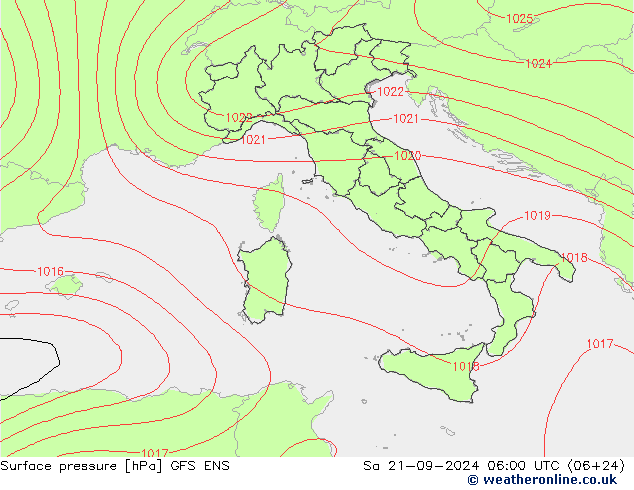 Surface pressure GFS ENS Sa 21.09.2024 06 UTC