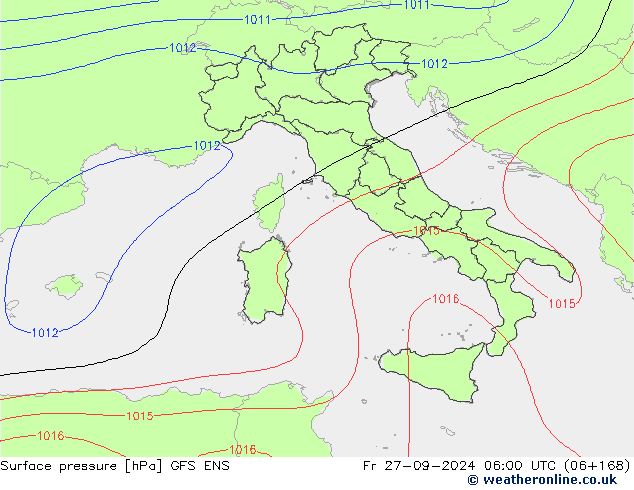 Atmosférický tlak GFS ENS Pá 27.09.2024 06 UTC