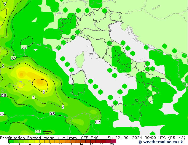 Niederschlag  Spread GFS ENS So 22.09.2024 00 UTC