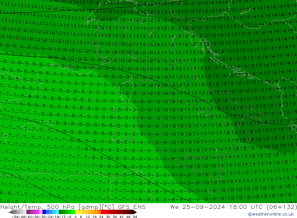 Height/Temp. 500 hPa GFS ENS śro. 25.09.2024 18 UTC