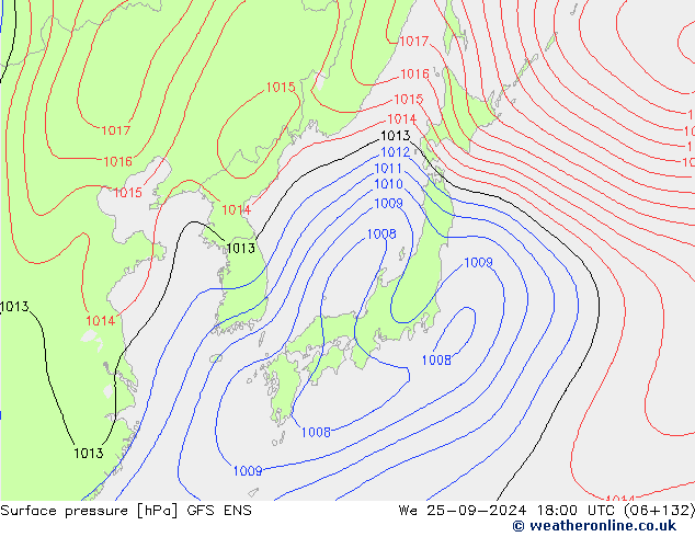 Atmosférický tlak GFS ENS St 25.09.2024 18 UTC